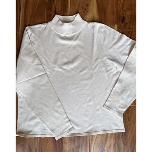 Pendleton Womens Petite Large Silk Blend Lightweight Mock Neck Sweater Ivory